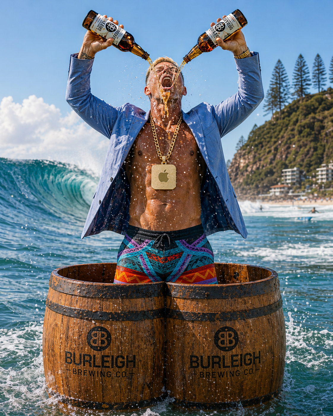 MATTY MILLIONS on the Gold Coast in the Burleigh surf